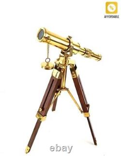 Brass Bezel On A Wooden Tripod Adjustable Height 2X Zoom Gift For A Sailor