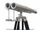 Brass Binocular With Wooden Tripod Stand Birds Watching Spyglass Nautical Gift