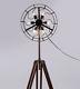 Brass Floor Vintage 6 Holder Fan Lamp Fan Light With Solid Wooden Tripod Stand