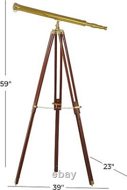 Brass Gold Vintage Telescope Wooden Stand one meter Marine Royal with Tripod