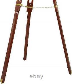 Brass Gold Vintage Telescope Wooden Stand one meter Marine Royal with Tripod