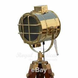 Brass Heavy Duty Premium Wooden LED Tripod Floor Lamp Vintage Antique Style