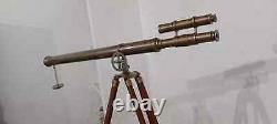 Brass Nautical Marine Telescope With Wooden Tripod Stand Telescope 39'