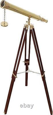 Brass Nautical Single Barrel Telescope Wooden Tripod Ideal Home Décor