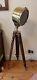 Brass Search Light On Wooden Tripod, Antique / Vintage
