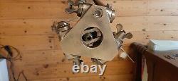 Brass Search Light On Wooden Tripod, Antique / Vintage