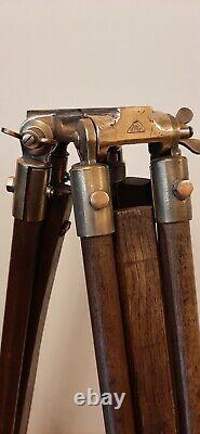 Brass Search Light On Wooden Tripod, Antique / Vintage