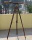 Brass Telescope Tripod Stand Floor Standing Vintage Marine Decor