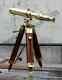 Brass Telescope With Wooden Tripod Stand Maritime Nautical Vintage Desk Décor
