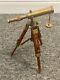 Brass Telescope With Wooden Tripod Stand Maritime Nautical Vintage Desk Décor