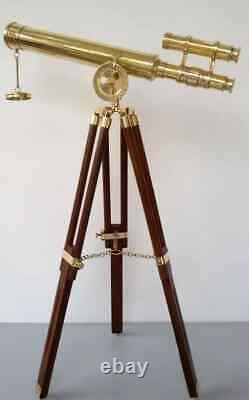 Brass Telescope with Wooden Tripod Working Scope Maritime Telescope Vintage Styl