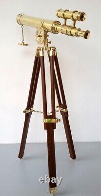 Brass Telescope with Wooden Tripod Working Scope Maritime Telescope Vintage Styl