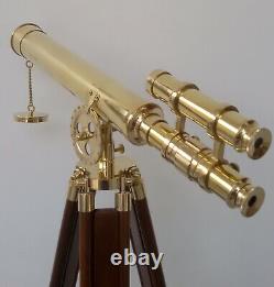 Brass Telescope with Wooden Tripod Working Scope Maritime Telescope Vintage Styl