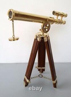 Brass Telescope with Wooden Tripod Working Scope Maritime Telescope Vintage Styl