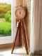 Brass Watch With Wooden Tripod 47 Inch Height For Living Room Office Floor Decor