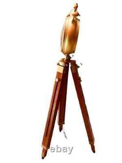 Brass Watch with Wooden Tripod 47 Inch Height for Living Room Office Floor Decor