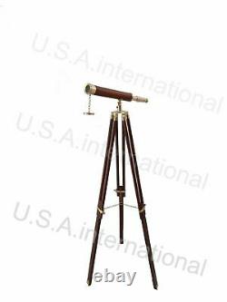 Brass/wood Telescope With Tripod Stand Nautical Vintage Telescope