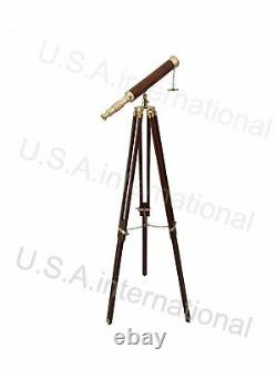 Brass/wood Telescope With Tripod Stand Nautical Vintage Telescope