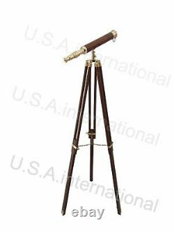 Brass/wood Telescope With Tripod Stand Nautical Vintage Telescope