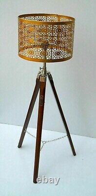 Brown Wooden Tripod Stand Home Decor Beautiful floor shade lamp without shade