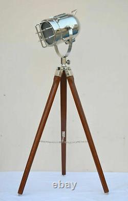Chrismas Nautical Searchlight Floor Vintage Spotlight Wooden Tripod StandingLamp