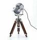 Chrome Table Lamp Vintage Wooden Tripod Stand Working Collectible Handmade Decor