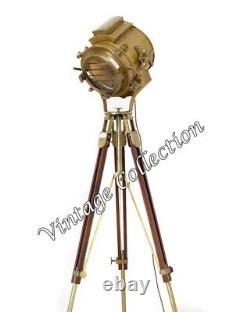 Classic Antique Spotlight Vintage Nautical Search Light Tripod Floor Lamp Stand