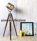 Classic Marine Spot Light With Solid Wooden Tripod Floor Lamp Vintage/retro