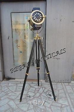 Classic Theater Solid Wood Tripod Spot Light with Floor Lamp Vintage/Retro