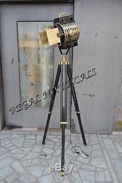 Classic Theater Solid Wood Tripod Spot Light with Floor Lamp Vintage/Retro