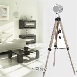 Classic Theatre Spot Light with Solid Wooden Tripod Floor Lamp Vintage/Retro