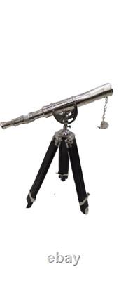 Collectible Marine Nautical Brass Telescope With Handmade Wooden Tripod Stand