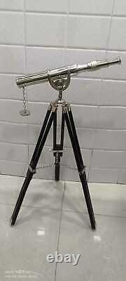 Collectible Marine Nautical Brass Telescope With Handmade Wooden Tripod Stand