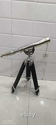 Collectible Marine Nautical Brass Telescope With Handmade Wooden Tripod Stand