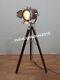 Collectible Studio Wooden Nautical Spot Search Light Vintage Wooden Tripod Stand