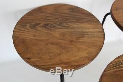Conover Vtg Mid Century Danish Modern Wood Iron Tripod Side End Table Dot Stool