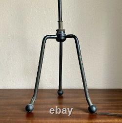 Cool Vintage Mid-Century Iron & Wood Tripod Table Lamp 1950s MCM Retro Modernism