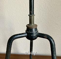 Cool Vintage Mid-Century Iron & Wood Tripod Table Lamp 1950s MCM Retro Modernism