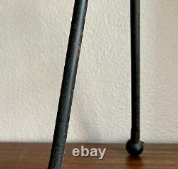 Cool Vintage Mid-Century Iron & Wood Tripod Table Lamp 1950s MCM Retro Modernism