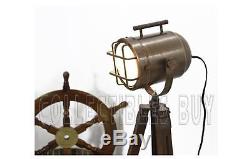 Copper Vintage Retro Hollywood Nautical Lamp Search Spot Light Tripod Spotlight