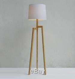 D89 Vintage E27 Height 169CM Fabric Lampshade Wood Tripod Bedroom Floor Lamp