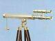 Double Barrel Marine Brass Maritime Nautical Vintage Telescope With Tripod Stand