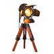 Decoluce Industrial Tripod Floor Table Lamp Vintage Wood Cinema Searchlight
