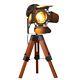 Decoluce Industrial Tripod Floor Table Lamp Vintage Wood Cinema Searchlight Stan
