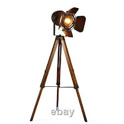 Decoluce Vintage Tripod Floor Lamp, Height Adjustable Wooden Camera Tripod Ro