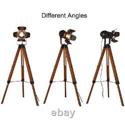 Decoluce Vintage Tripod Floor Lamp, Height Adjustable Wooden Camera Tripod Ro