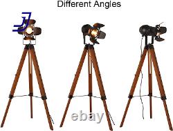 Decoluce Vintage Tripod Floor Lamp, Height Adjustable Wooden Camera Tripod Tall