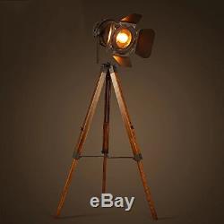 Decoluce Vintage Tripod Floor Lamp, Nautical Teatre Retro Spotlight, Industrial