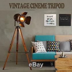 Decoluce Vintage Tripod Floor Lamp, Nautical Teatre Retro Spotlight, Industrial