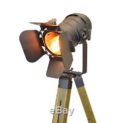 Decoluce Vintage Tripod Floor Lamp, Nautical Teatre Retro Spotlight, Industrial